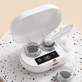 Limpiador de lentes de contacto, máquina de limpieza por ultrasonidos portátil con cargador USB y solución, kits de estuche de remojo, solución de cuidado