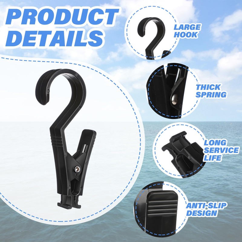 Hushee 8 Pack Marine Boat Rail Towel Clips Storm Proof