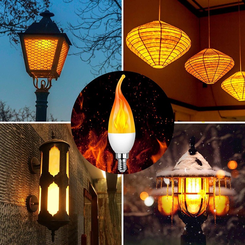 OHLGT E12 Flame Bulbs 12 Pack, 3 Mode LED Candelabra