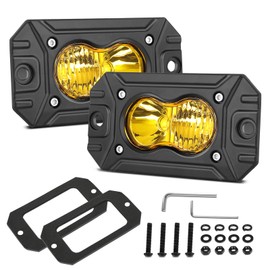 Flush Mount Pod Lights Yellow, Auto Power Plus 2PCS 40W LED Driving Light Cube Amber LED Pods Off Road Bumper Fog Lights Flush Backup Light Bar for Truck Pickup ATV UTV Boat 4x4