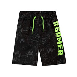 Harry Bear Boys Gaming Swimming Trunks Play Swimming Shorts for Children Swimming Trunks, black