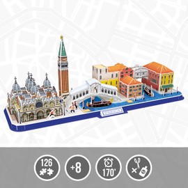 3D Puzzle - Venezia City Line | 3D Puzzle for Children and 3D Puzzle for Adults | Model Kit Adults | Gift for Children | 3D Puzzle Children from 8 | 126 Pieces