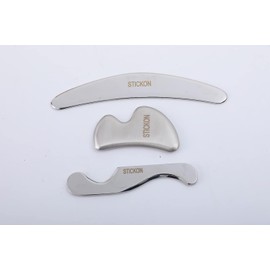 STICKON Medical Grade Stainless Steel Gua Sha Set 3pcs Scraping Massage Tool IASTM tools for Soft Tissue Therapy and Reduce Legs, Back, Arms,Neck,Shoulder Muscle Pain pitao04