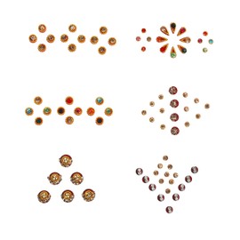 Bindi Pack of 6 Crystal Designer Bindis Jewel for Forehead Face Tikka Multicolored Mixed Bindiya Stickers Adhesive Stone Indian Traditional Bindi Body Tattoos for Women Girls Bride gift return gifts