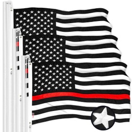 G128 3 Pack: Thin Red Line American Flag | 2x3 Ft | ToughWeave Series Embroidered 210D Polyester | Duty and Honor Flag, Embroidered Design, Indoor/Outdoor, Vibrant Colors, Brass Grommets