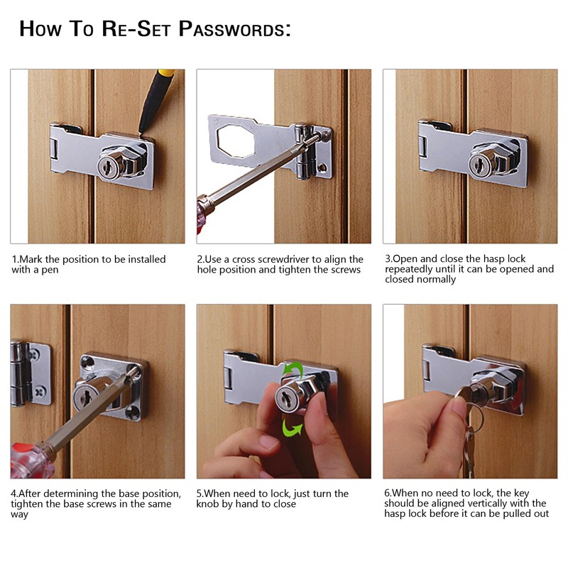 2 Packs 3 inch Keyed Hasp Locks,Twist Knob Keyed Locking
