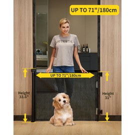DEAR LOV Retractable Baby Gate, Mesh Baby Gate or Mesh Dog Gate, 33" Tall, Extends up to 55" Wide, Child Safety Gate for Doorways, Stairs, Hallways, Indoor/Outdoor (33"x55",Black)