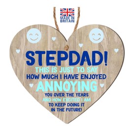 Pixie's Gifts Stepdad Wooden Heart Plaque - Sentimental Gift for Stepfather - Modern Rustic Décor - Father's Day, Birthday - Gift Idea for Christmas (This is just to say)