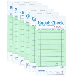 Officeva Officeva Guest Checks Server Note Pads 6 Pack 300 Orders, Green Guest Check Pads with Bottom Receipt, Waitress Notepad for Restaurant Business