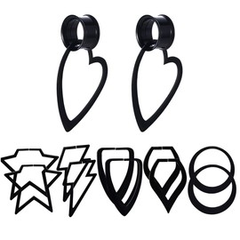 TBOSEN Set of 6 Pairs Pendant and 1 Pair Ear Tunnel Stainless Steel Double Flare Alloy Gauges Stretching Plugs Piercing 2g-1 Inch