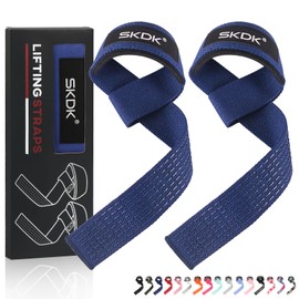 SKDK Cotton Hard Pull Wrist Lifting Straps Grips Band-Deadlift Straps with Neoprene Cushioned Wrist Padded and Anti-Skid Silicone - for Weightlifting, Bodybuilding, Xfit, Strength Training (Blue)