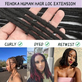 Locs Extension Human Hair 14 Iches 60 Str Dreadlock Extension 100% FUll Handmade Human Hair Locs Extension for Woman/Man/Kids 0.6cm Dread Extension Human Hair Can be Curly and Dyed