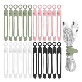 Timotech 24 Bridas de Silicona, Organizador de Cables, Sujetador de Cables, Organizador para Atar Cable de Auricular, Cargador de Teléfono y Computadora, Hogar, Oficina, Cocina y Escuela (Multicolor)