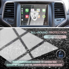 CDEFG Car Touchscreen Navigation Touch Screen Protector for 2014-2018 Grand Cherokee Uconnect, HD Clear Tempered Glass 9H Scratch Resistance (8.4IN)