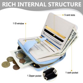 Farcauo Purses for Women Small Ladies Purse Bow Wallet for Women Cute Wallets with Card Holder Blue Ladies Kawaii Bow Card Wallets Coin Purse with Credit Card Holder