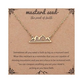 Mustard Seed Necklace Mountain Hill Christian Faith Mustard Seed Necklace Geometric Religious Mustard Seed Move Mountains Necklace Inspirational Christian Baptism Birthday Jewelry Gift -Mountain Gold