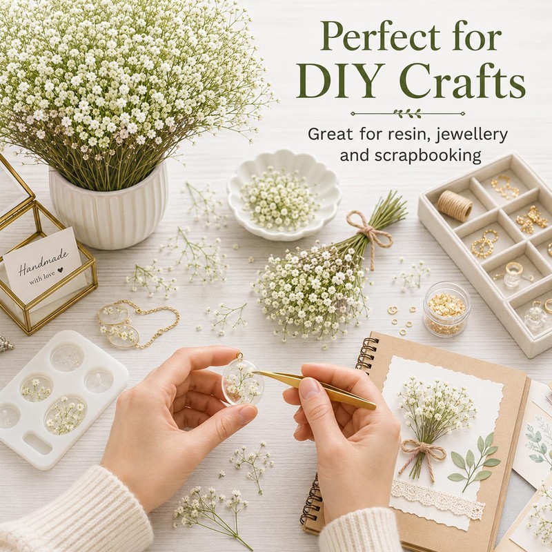 100Pcs Baby’s Breath Flowers, White Gypsophila for Wedding