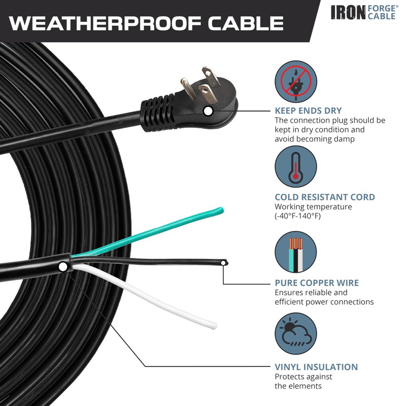 Iron Forge Cable Flat Plug 14 Gauge Power Cord Replacement