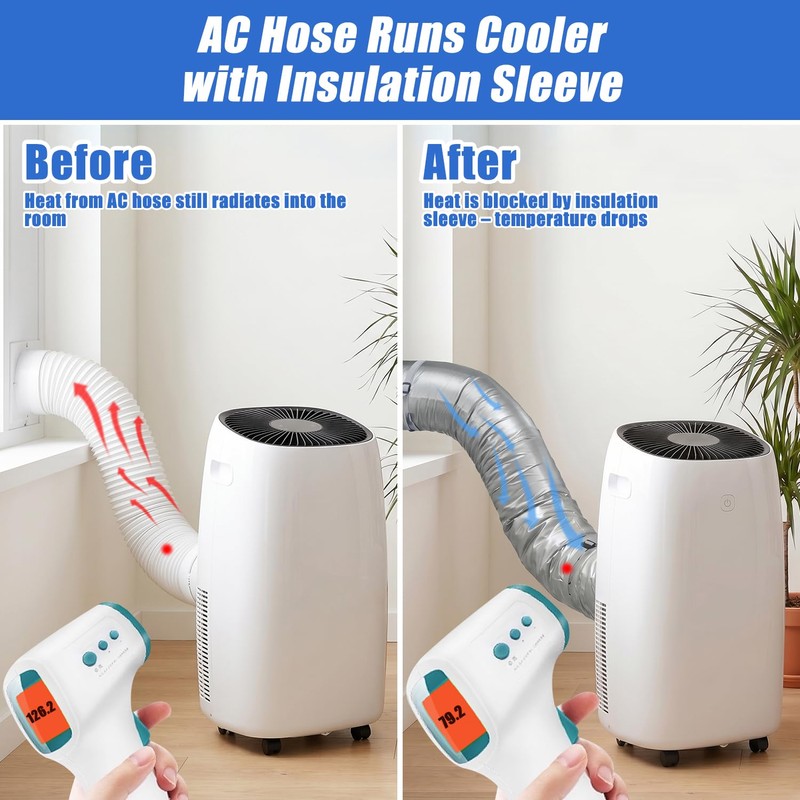 SUREPHON Portable AC Hose Insulation Sleeve, 3-Layer Waterproof Exhaust Duct