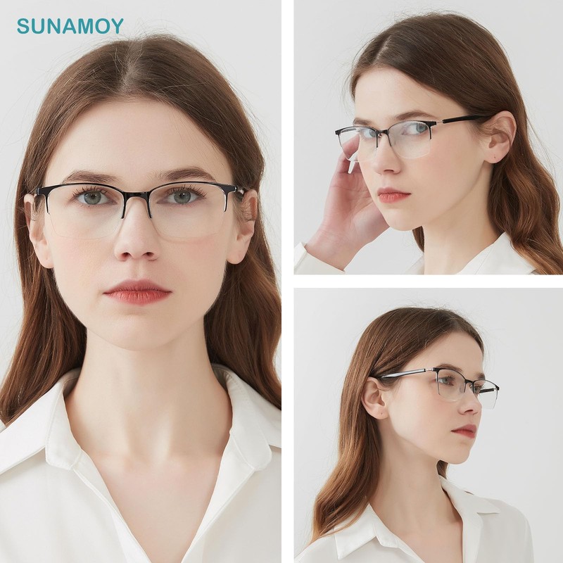 SUNAMOY SUNAMOY 5 Pack One-Piece Half Frame Reading Glasses Women