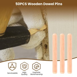 Ailoocedi 50pcs Wooden Dowels Cabinet Drawer Round Fluted Wooden Craft Dowel Pins Wooden Dowel Rods,for Furniture Assembly and Joint,M6*30/40/50mm (M6*50(50PCS)), AILOOCEDIx7bteiusvn-03