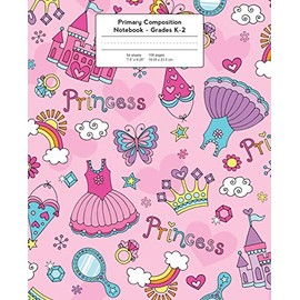 Primary Composition Notebook: Fairy Tale Pink Princess | Grades K-2 Kindergarten Writing Journal