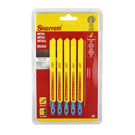 Starrett Metal Cutting Jigsaw Blades - Pack of 5 - BU424-5 Unified Shank Bi-Metal Saw Blade Set for Straight Cuts - Compatible With Bosch Dewalt Hitachi Festool Milwaukee, Yellow, Red, Blue, 100mm