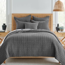 Levtex Home - Mills Waffle - Twin Quilt Set - Charcoal Cotton Waffle - Quilt Size (68 x 86in.), Sham Size (26 x 20in.)