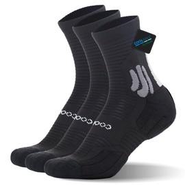 BRISIRA Coolmax Bamboo Viscose Compression Running Socks 3 Pairs Quarter Athletic Cushioned Breathable Anti Blister & Sweat & Odour