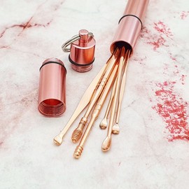 Portable Stainless Steel Ear Pick Set Rose Gold 2ea