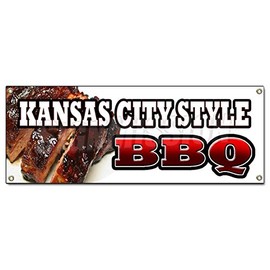 Kansas City Style BBQ Banner Sign Beef Brisket Ribs Pork barbque Open