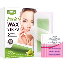 Easy Wax Strip Hair Removal - 30pcs Olive Oil Infused Pain-Free Waxing Strips for Smooth Skin - Hypoallergenic Formula for Sensitive Skin - Perfect for Face, Upper Lip & Body