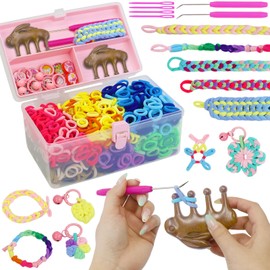 Kids Rubber Band Weaving Kit, DIY, Bringing the fun of making bracelets to children of all ages, Rubber Band Bracelet Kit with 1200+ Colorful Hairband Loops, Clear Storage Box, Gift for 6-16 Years Old