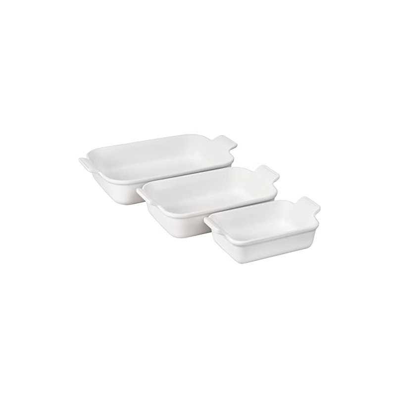 Le Creuset Stoneware Heritage Set 3 Rectangular Dishes, White