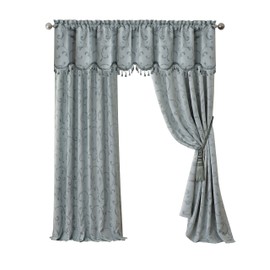 Elrene Home Fashions Mia Jacquard Scroll Blackout Window Curtain, 52" x 84" (1 Panel), Blue