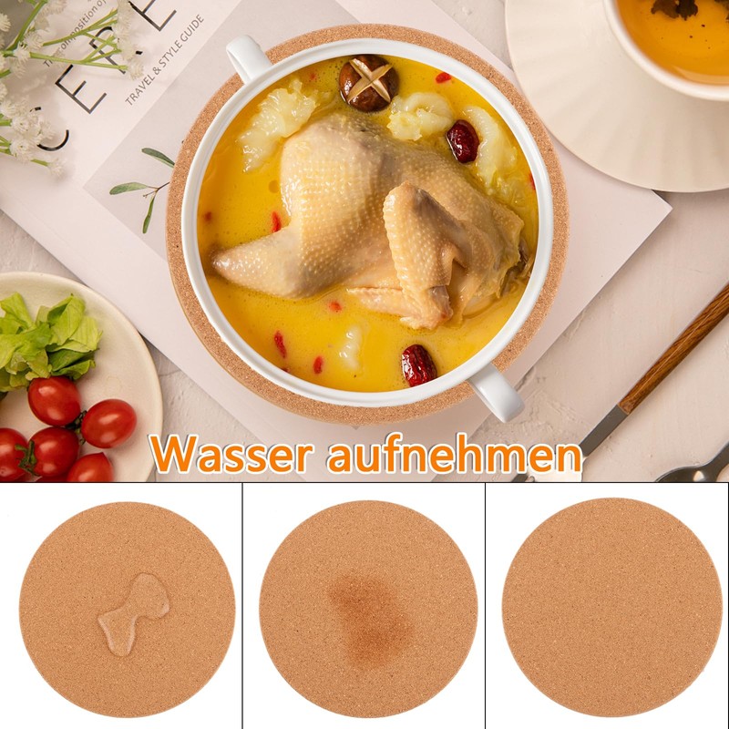 LDXDRU Pack of 8 cork trivets, 16 cm, cork coasters,