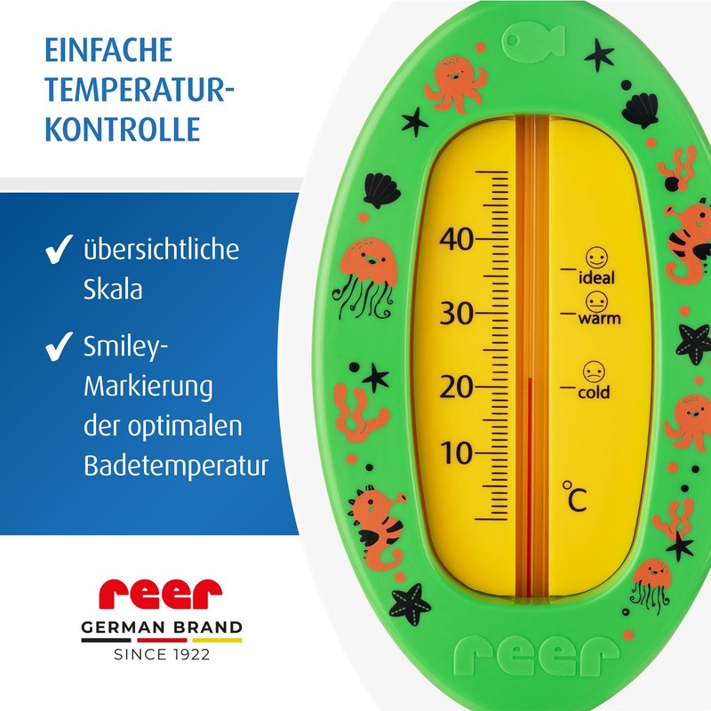 reer Oval Baby Bath Thermometer, Child-Safe Bath Thermometer, Optimal Bath
