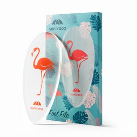 Sunivaca Glass Foot File Callus Remover for Feet, Flamingo Gifts for Women, Foot Scrubber Dead Skin Remover, Professional Pedicure Tools at Home, Heel Scraper for Cracked Heels