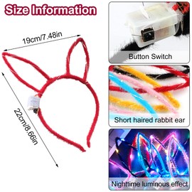 Pack of 6 Rabbit Ears Headband LED, Luminous Headband, Luminous Headband, Women's LED Flashing Headband, Women's Fairy LED, Headband Ears, Flashing, Headband Crown Women's Flashing