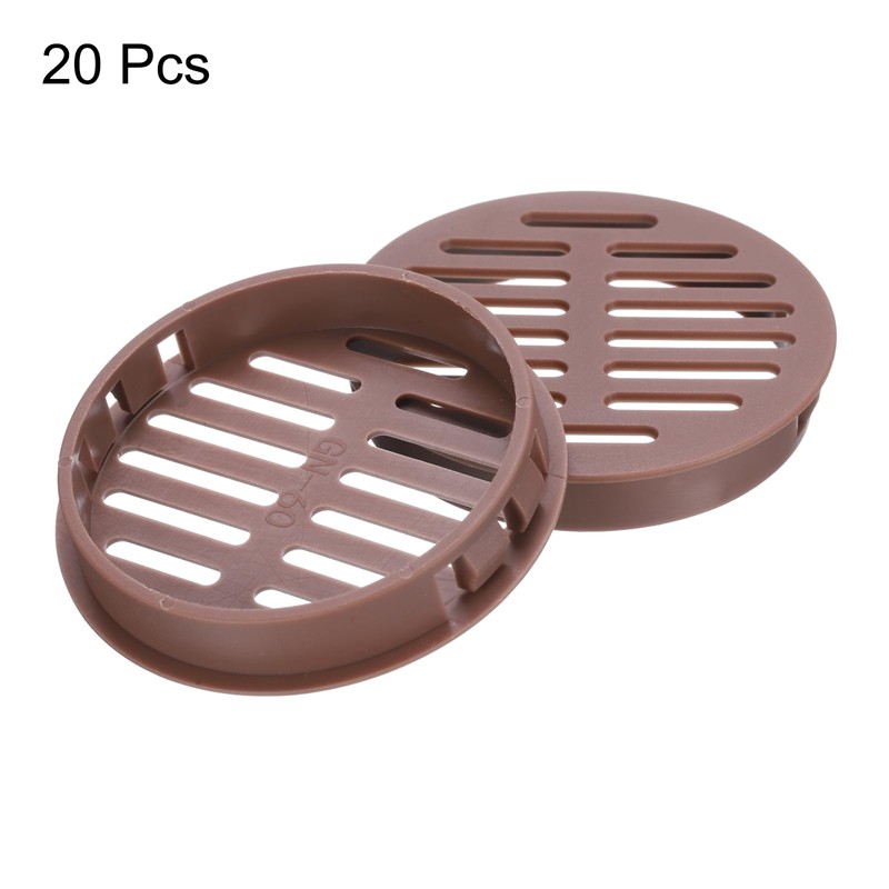 sourcing map 20Pcs 60mm/2.4in Air Vents Circular Soffit Vents, Drak