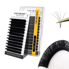 NAGARAKU Easy Fan Eyelash Extensions Volume Lash 0.07 D curl 14mm Rapid Blooming Faux Mink Cluster For Beginners Soft Professional Lash Supplies