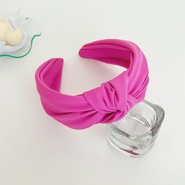 GSHLLO 2 Pcs Wide Knotted Head Bands Top Knot Headbands Solid Color Hair Bands Cute Non Slip Hairbands Fashion Hair Hoops Turban Hair Accessories for Gifts Pink