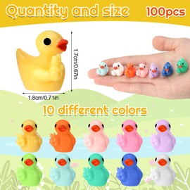 GGSTDDUP 100Pcs Finger Resin Ducks, Funny Victory Gesture Ducks, Little Peace Sign Fingers Ducks, Cute Small Resin Ducks with Peace Sign, Decoration Creative Gift for Micro Landscape (10 Colors)
