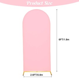 Wedding Arch Cover 6FT Pink Spandex Fitted Wedding Arch Cover Backdrop Cover Round Top Stand Covers Double-side Stretchy Chiara Cover for Wedding Banquet Birthday Party Ceremony Baby Shower Decoration