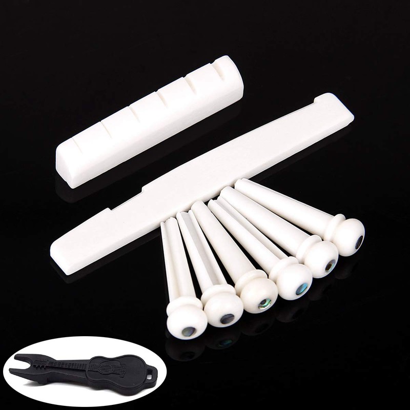 Alnicov Guitar String End Bone Nut and Nut Abalone Pins