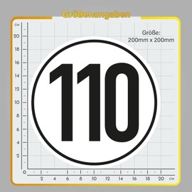 Finest Folia Speed Sticker According to DIN Standard in Accordance with German Road Trailer Caravan Bus Truck Vehicle Sticker with Speed Sticker Weatherproof R237 (110 km/h, Pack of 1)