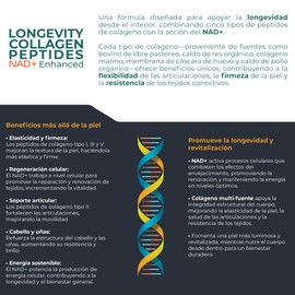 ETERNAL NUTRITION Longevity Colágeno Hidrolizado + NAD+ (150 Cápsulas) | Péptidos Tipo I, II, III, V y X | 37 Porciones · 3000 mg | Piel, Articulaciones, Cabello y Longevidad | Ingredientes Premium