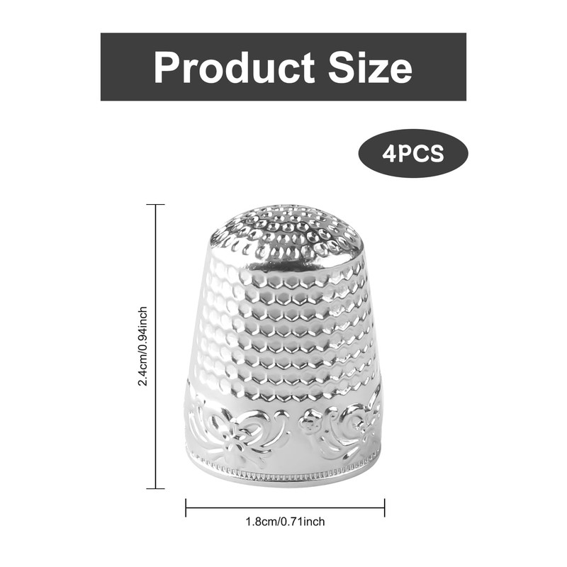 Hopzab 4 Pcs Metal Copper Sewing Thimble, Adjustable Finger Protector