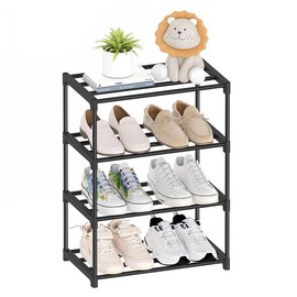 4-Tier Small Shoe Rack, Narrow Stackable Adult Shoe Shelf, Lightweight Shoe Rack Stand for Bedroom,Closet,Floor,Dorm,Door Entrance Storage Organizer. - Size: 4-Tier