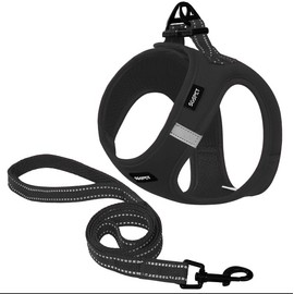 SGSPET Dog Harness and Leash Set, Adjustable Mesh Puppy Harness, No Pull Soft Breathable Reflective Vest Pet Harnesses for Small to Large Dogs, Cats, Dog Vest Harness for Pets (Black, L)